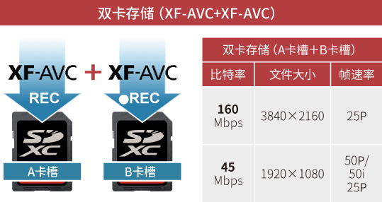 双卡存储(XF-AVC+XF-AVC)