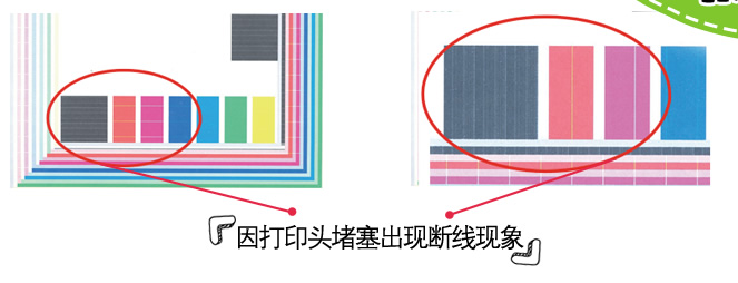 因打印头堵塞出现断线现象